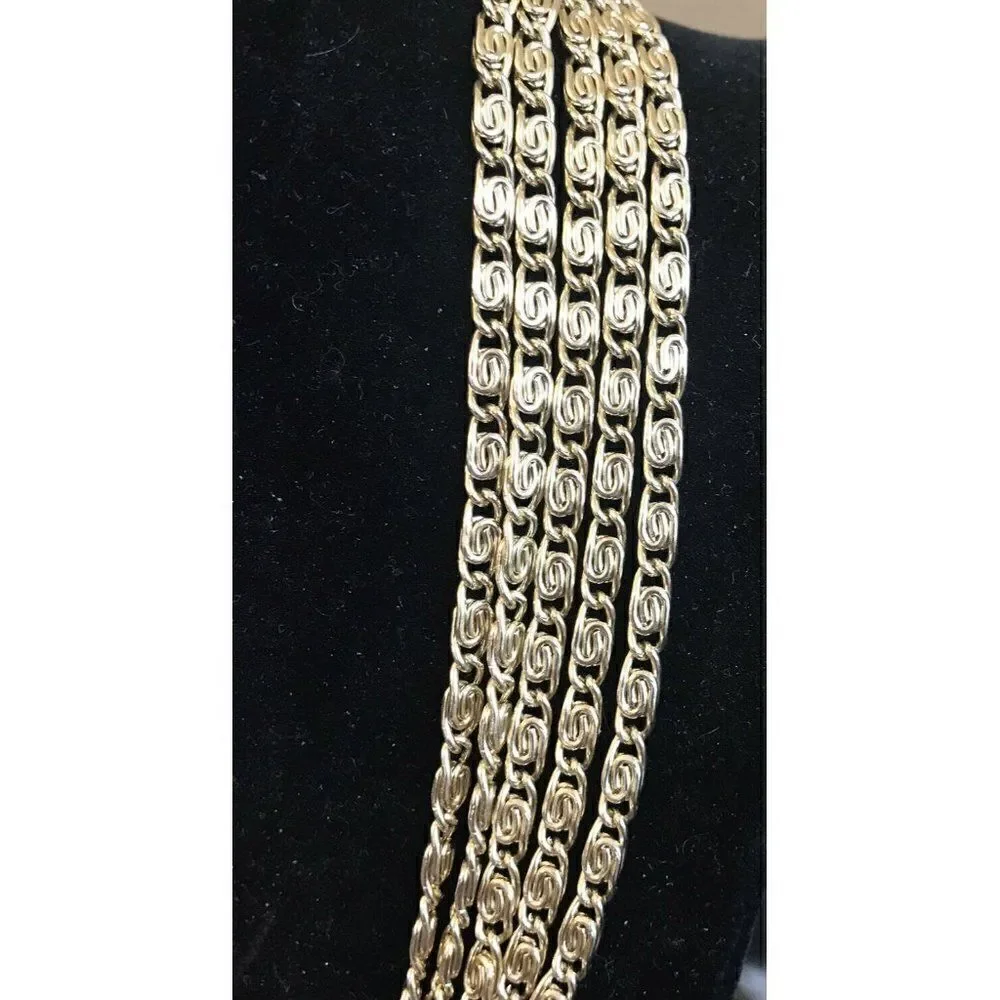Vintage Gold Tone Link Chain Necklace Lot of 5 Hong Kong 18 Inch